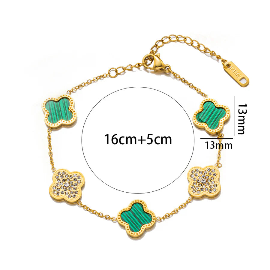 Lucky Clover Green Charm Bracelet